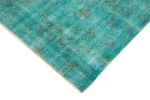 Overdyed Vintage Turquoise Vintage Cotton Wool Handmade Area Rug 4'11'' x 7'8''