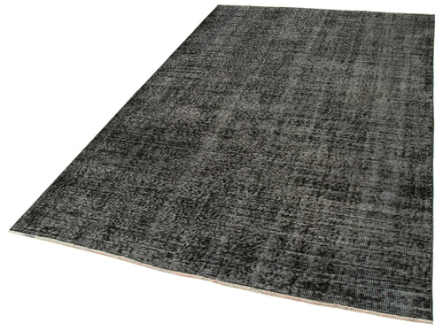 Overdyed Vintage Black Vintage Cotton Wool Handmade Area Rug 5'2'' x 8'3''