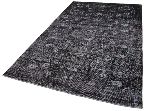 Overdyed Vintage Black Vintage Cotton Wool Handmade Area Rug 5'2'' x 8'9''