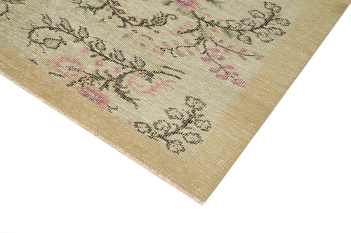 Overdyed Vintage Beige Vintage Cotton Wool Handmade Area Rug 5'11'' x 8'9''