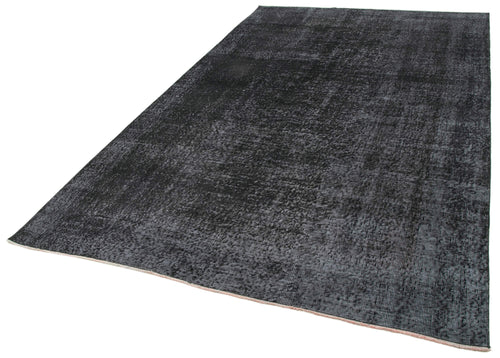 Overdyed Vintage Black Vintage Cotton Wool Handmade Area Rug 6'2'' x 10'4''
