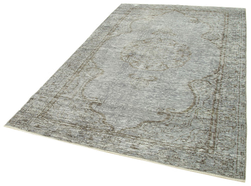 Overdyed Vintage Grey Vintage Cotton Wool Handmade Area Rug 5'2'' x 8'2''