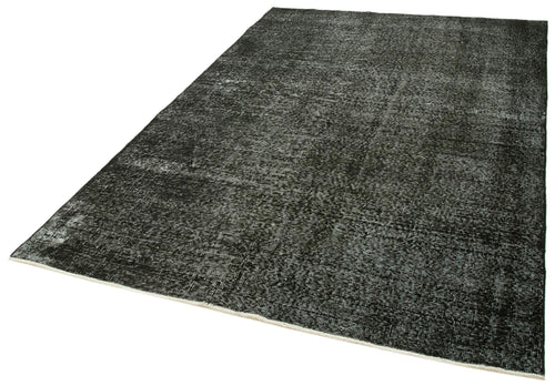 Overdyed Vintage Black Vintage Cotton Wool Handmade Area Rug 5'7'' x 8'4''