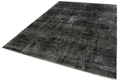 Overdyed Vintage Black Vintage Cotton Wool Handmade Area Rug 6'11'' x 9'9''