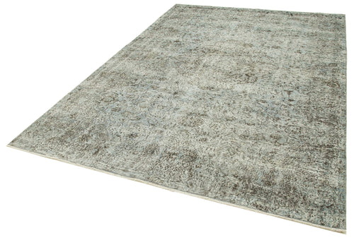 Handmade Area Rug - Overdyed Blue Vintage Cotton Wool Carpet 6'7'' x 9'7''