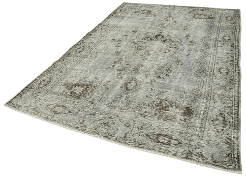 Overdyed Vintage Grey Vintage Cotton Wool Handmade Area Rug 6'3'' x 9'1''