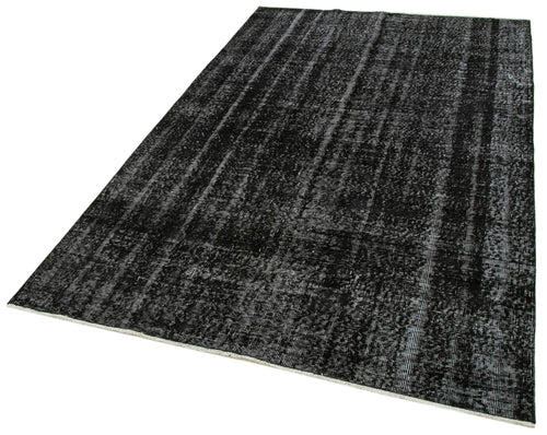 Overdyed Vintage Black Vintage Cotton Wool Handmade Area Rug 4'9'' x 7'9''