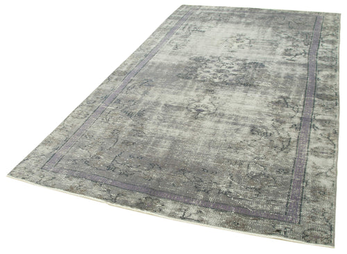 Overdyed Vintage Grey Vintage Cotton Wool Handmade Area Rug 5'5'' x 9'4''