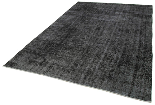 Overdyed Vintage Black Vintage Cotton Wool Handmade Area Rug 6'7'' x 9'9''