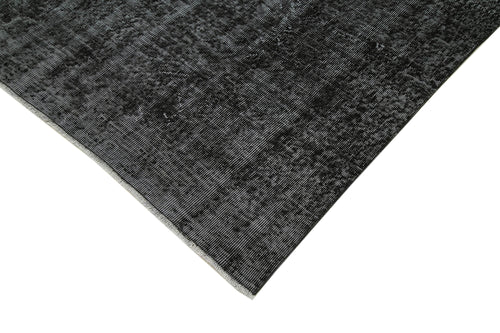 Overdyed Vintage Black Vintage Cotton Wool Handmade Area Rug 6'7'' x 9'9''
