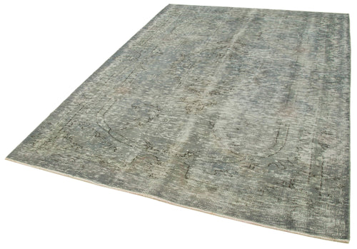 Overdyed Vintage Grey Vintage Cotton Wool Handmade Area Rug 6'2'' x 8'9''