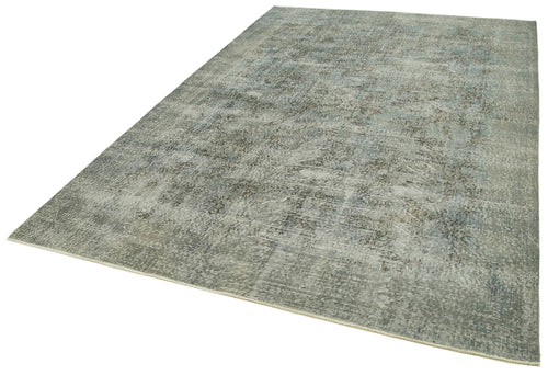 Overdyed Vintage Grey Vintage Cotton Wool Handmade Area Rug 6'8'' x 9'10''