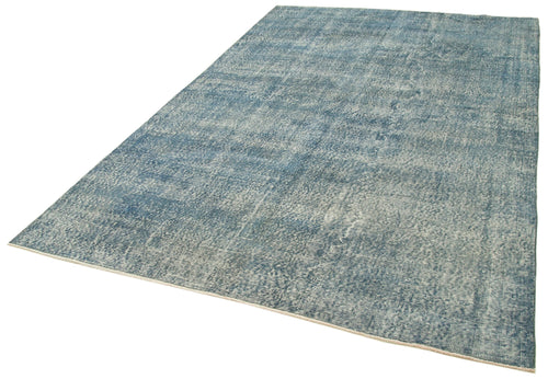 Overdyed Vintage Blue Vintage Cotton Wool Handmade Area Rug 6'5'' x 10'0''