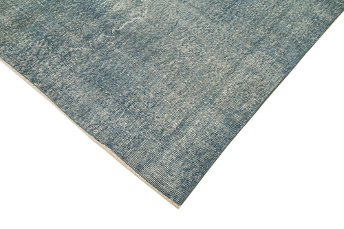 Overdyed Vintage Blue Vintage Cotton Wool Handmade Area Rug 6'5'' x 10'0''