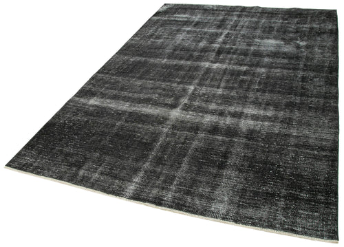 Overdyed Vintage Black Vintage Cotton Wool Handmade Area Rug 5'9'' x 9'1''