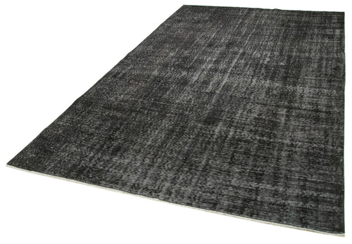 Overdyed Vintage Black Vintage Cotton Wool Handmade Area Rug 6'2'' x 10'0''