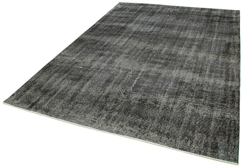 Overdyed Vintage Black Vintage Cotton Wool Handmade Area Rug 6'5'' x 9'0''