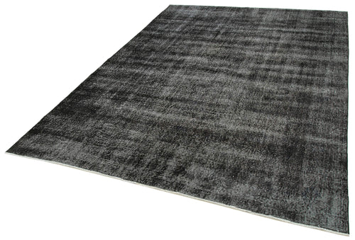 Overdyed Vintage Black Vintage Cotton Wool Handmade Area Rug 6'8'' x 9'8''