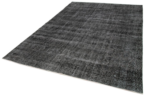 Overdyed Vintage Black Vintage Cotton Wool Handmade Area Rug 6'9'' x 9'7''