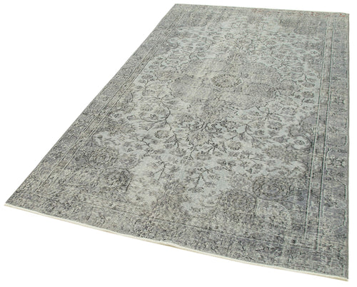 Overdyed Vintage Grey Vintage Cotton Wool Handmade Area Rug 4'9'' x 8'2''