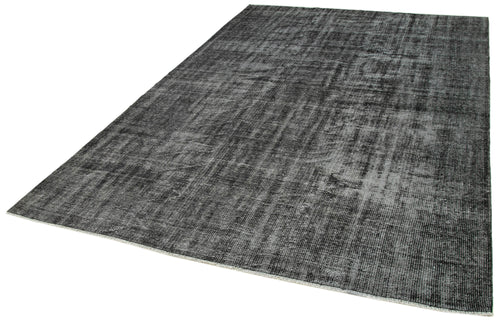 Overdyed Vintage Black Vintage Cotton Wool Handmade Area Rug 6'9'' x 9'11''