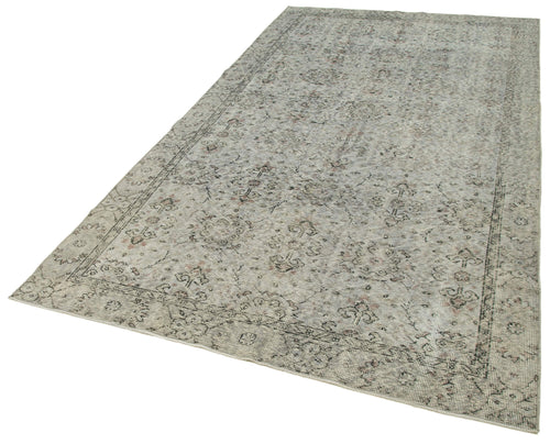 Overdyed Vintage Grey Vintage Cotton Wool Handmade Area Rug 5'2'' x 9'7''