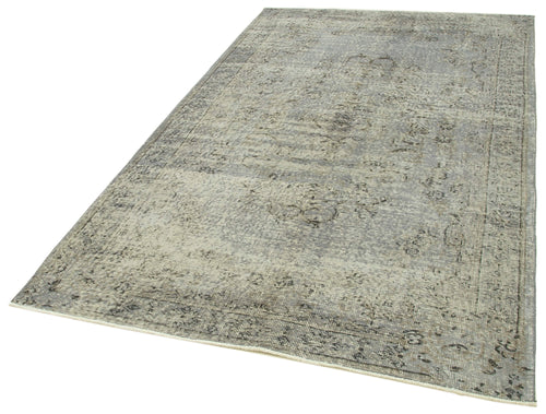 Overdyed Vintage Grey Vintage Cotton Wool Handmade Area Rug 4'10'' x 8'1''