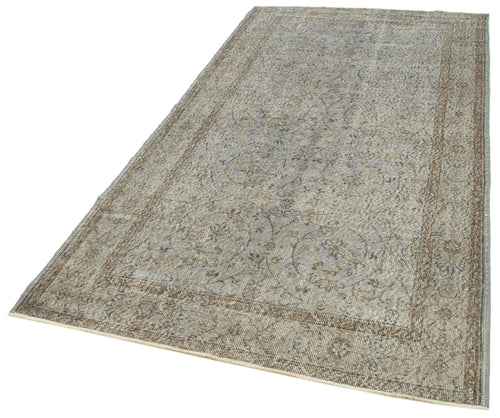 Overdyed Vintage Grey Vintage Cotton Wool Handmade Area Rug 4'6'' x 8'8''