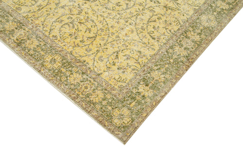 Overdyed Vintage Yellow Vintage Cotton Wool Handmade Area Rug 5'7'' x 9'5''