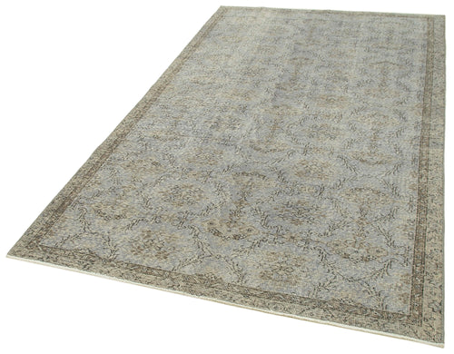 Overdyed Vintage Grey Vintage Cotton Wool Handmade Area Rug 5'0'' x 8'8''