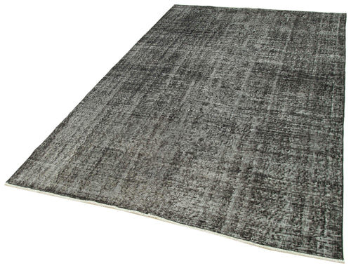 Overdyed Vintage Black Vintage Cotton Wool Handmade Area Rug 5'3'' x 8'1''