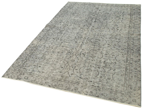 Overdyed Vintage Grey Vintage Cotton Wool Handmade Area Rug 5'3'' x 8'5''