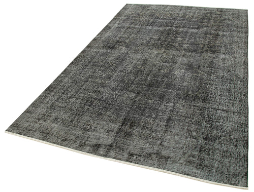 Overdyed Vintage Black Vintage Cotton Wool Handmade Area Rug 5'5'' x 9'1''