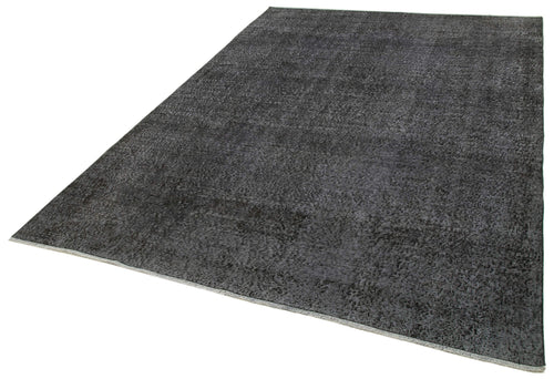 Overdyed Vintage Black Vintage Cotton Wool Handmade Area Rug 6'6'' x 9'8''