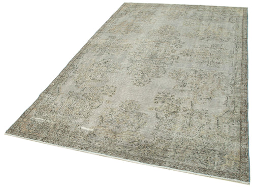 Overdyed Vintage Grey Vintage Cotton Wool Handmade Area Rug 5'5'' x 9'0''