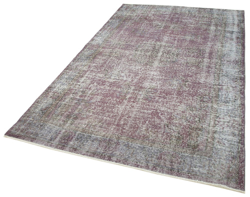 Overdyed Vintage Purple Vintage Cotton Wool Handmade Area Rug 5'3'' x 8'11''
