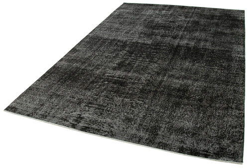 Overdyed Vintage Black Vintage Cotton Wool Handmade Area Rug 6'5'' x 9'6''