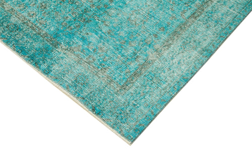Overdyed Vintage Turquoise Vintage Cotton Wool Handmade Area Rug 5'3'' x 9'0''