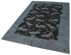 Needlepoint Grey Figured Cotton Wool Handmade Area Rug 5'0'' x 8'2''