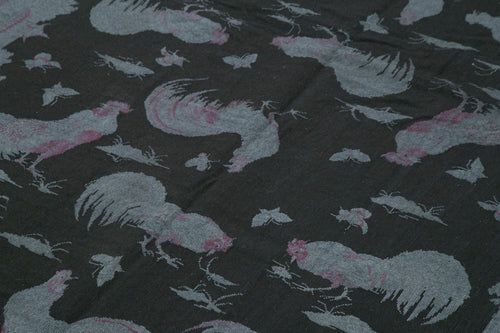 Needlepoint Grey Figured Cotton Wool Handmade Area Rug 5'0'' x 8'2''