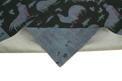 Needlepoint Grey Figured Cotton Wool Handmade Area Rug 5'0'' x 8'2''