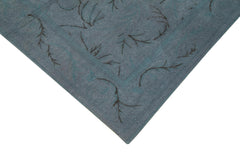 Needlepoint Blue Floral Cotton Wool Handmade Area Rug 5'5'' x 8'4''