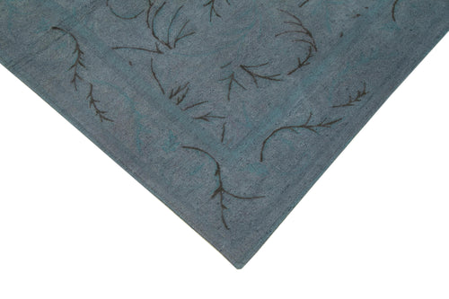 Needlepoint Blue Floral Cotton Wool Handmade Area Rug 5'5'' x 8'4''