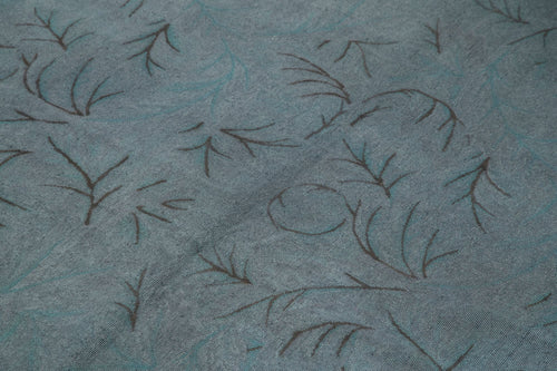 Needlepoint Blue Floral Cotton Wool Handmade Area Rug 5'5'' x 8'4''