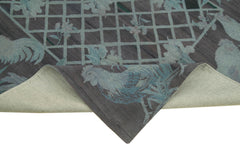 Needlepoint Grey Figured Cotton Wool Handmade Area Rug 5'8'' x 8'6''