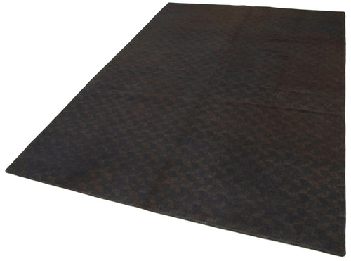 Handmade Area Rug – Brown Geometric Cotton Wool Hand Woven Vintage Turkish Carpet 5'7''x8'2''