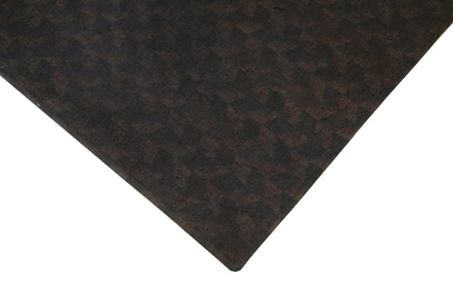 Handmade Area Rug – Brown Geometric Cotton Wool Hand Woven Vintage Turkish Carpet 5'7''x8'2''