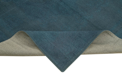 Needlepoint Blue Floral Cotton Wool Handmade Area Rug 5'5'' x 8'0''