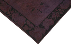 Needlepoint Purple Floral Cotton Wool Handmade Area Rug 5'7'' x 8'6''