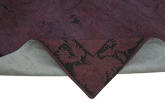 Needlepoint Purple Floral Cotton Wool Handmade Area Rug 5'7'' x 8'6''